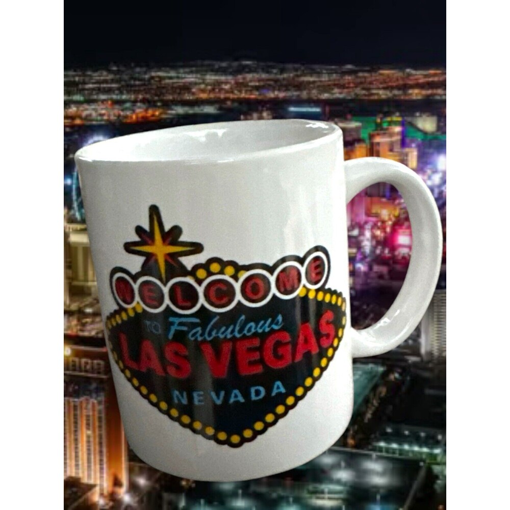 Welcome to Fabulous Las Vegas Sign Coffee Cup Mug Rare 1990s Nevada Casinos Cute